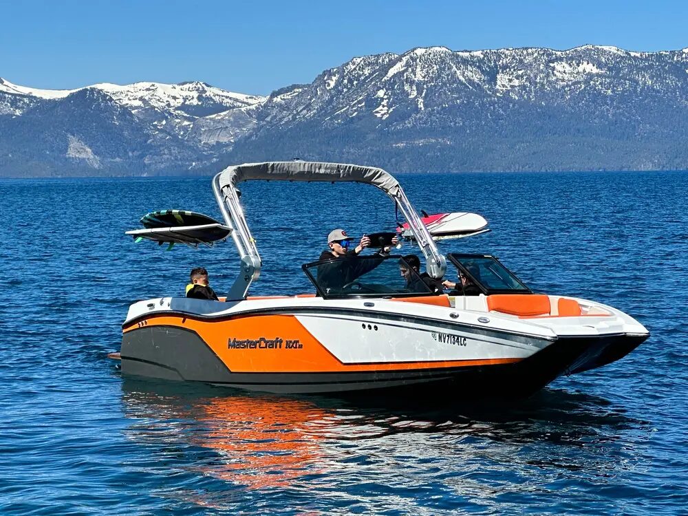 Mastercraft wakesurf boat on Lake Tahoe